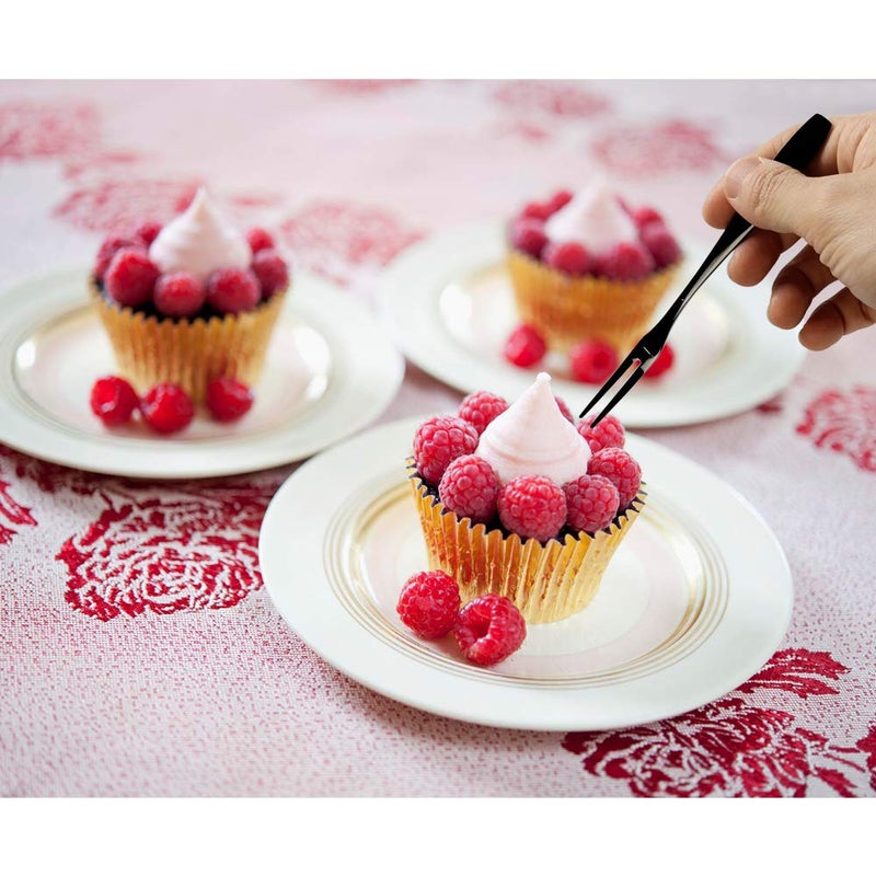 Wekioger 12 Piece Mini Cake Fork, Black Stainless Steel Fruit Fork - Image 3